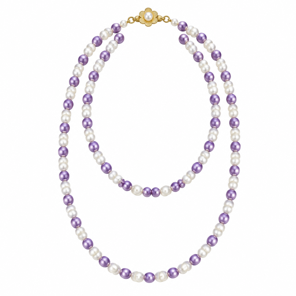 Purple & White Pearl Necklace