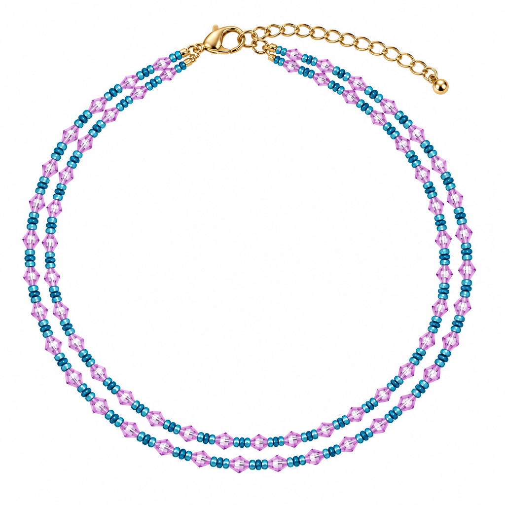 Blue & Purple Crystal Waist Bead