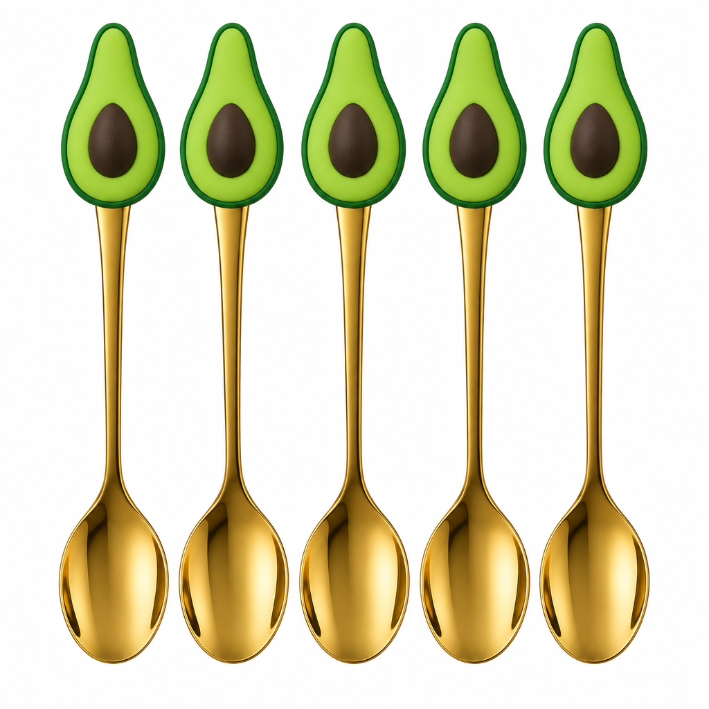 Gold Spoons with Avocado Detail