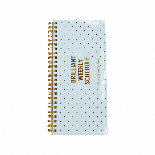 Brilliant Weekly Schedule Planner - White Polka Dots