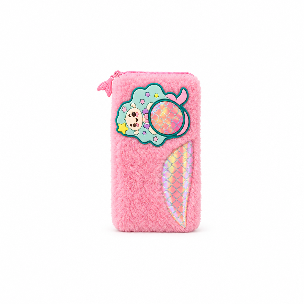 Mermaid Fluffy Pencil Case Pink