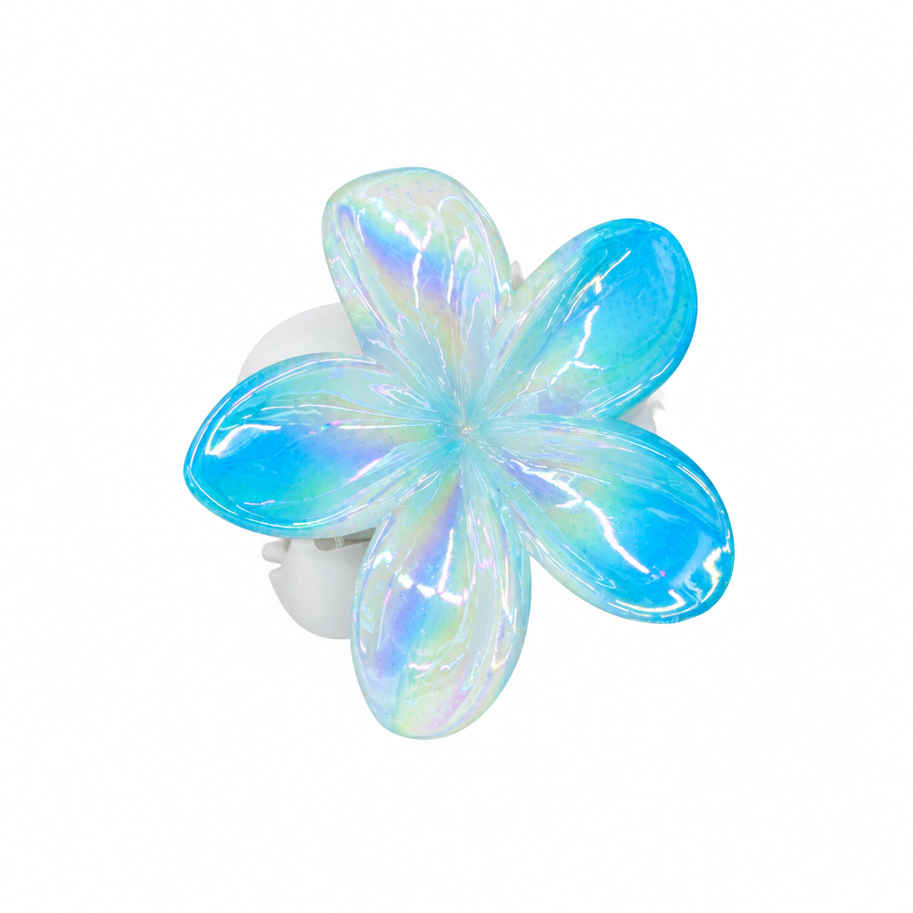 Holographic Flower Hair Claw - Blue