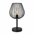 Black Wire Cage Table Lamp with String Light Globe