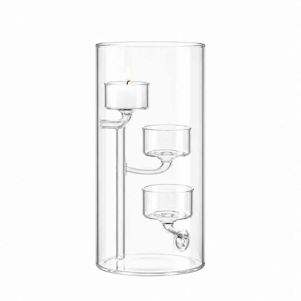 Tall Glass Hurricane Candle Holder