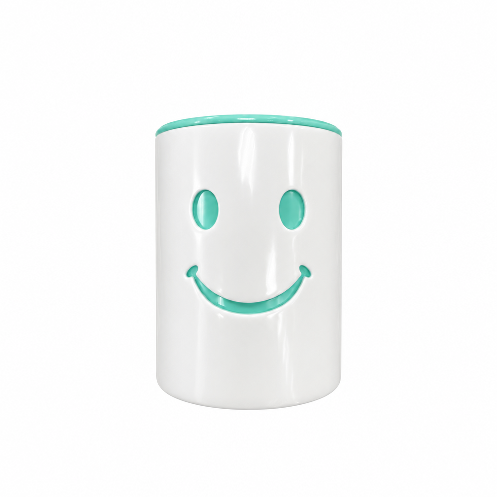 Smiley Face Pencil Cup - Teal