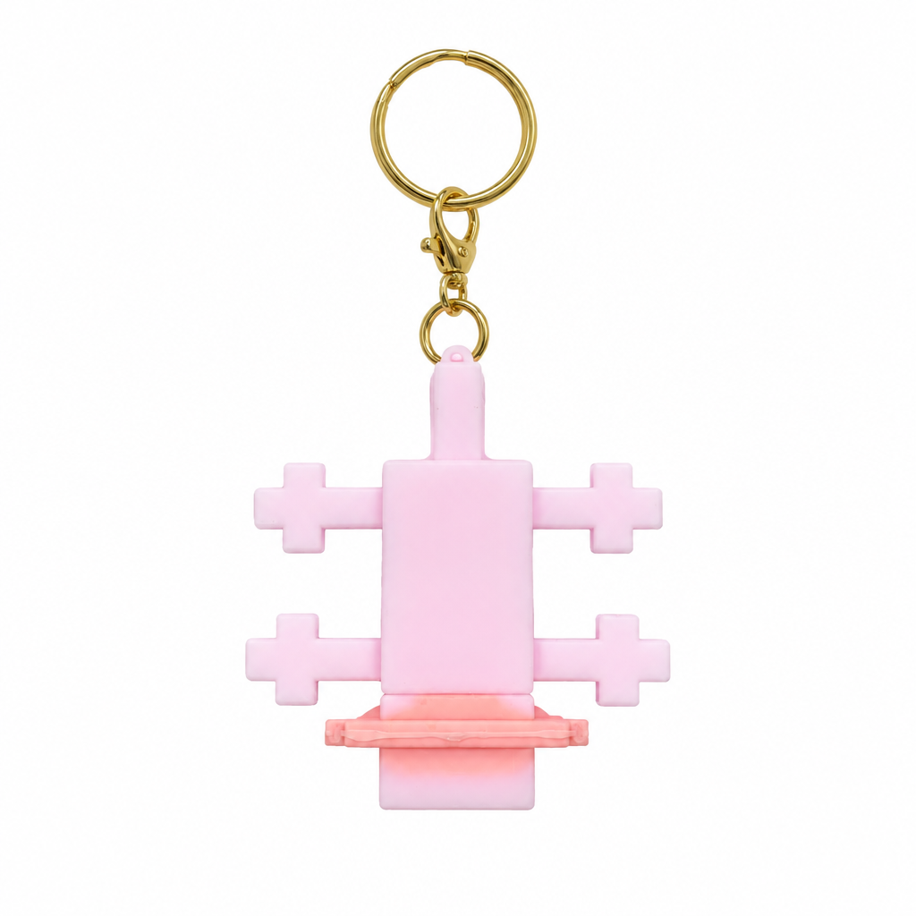 Pink Minecraft Axolotl Keychain detail