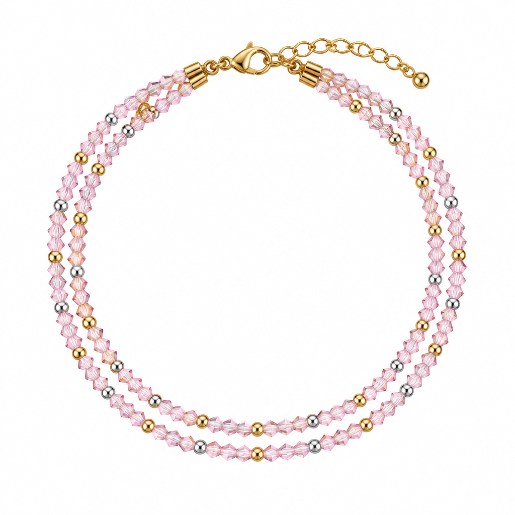 Pink Gold & Silver Layered Waist Bead