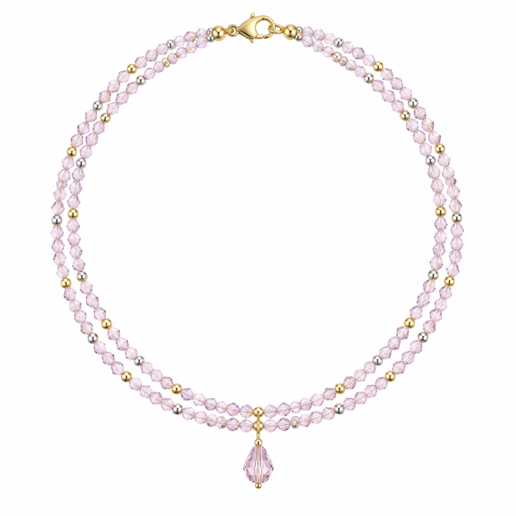 Pink & Silver Seed Bead Necklace