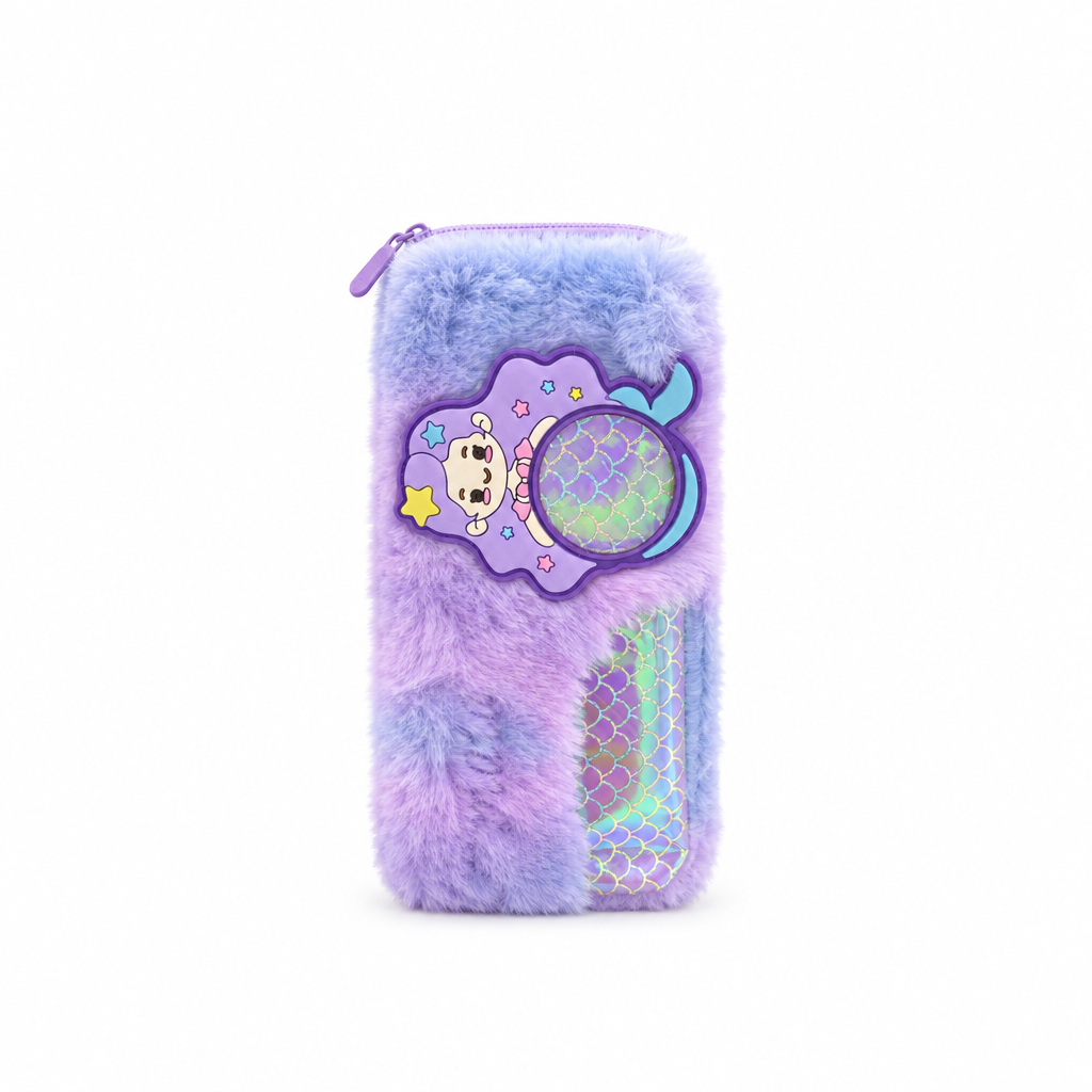 Mermaid Fluffy Pencil Case Purple