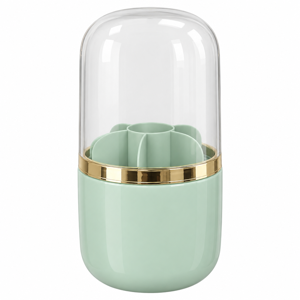 360° Rotating Makeup Brush Holder with Dome – Mint