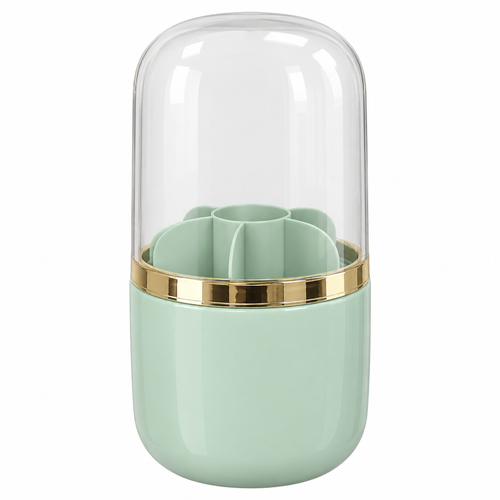 360° Rotating Makeup Brush Holder with Dome – Mint