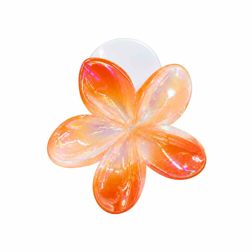 Holographic Flower Hair Claw - Orange