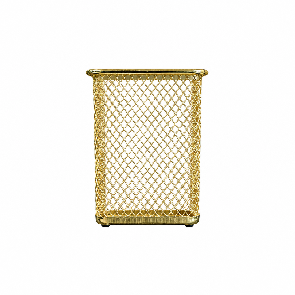 Gold Mesh Square Pencil Holder