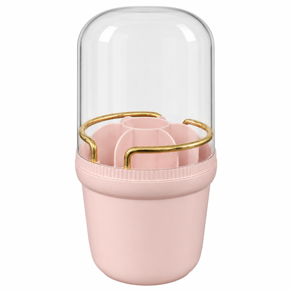 Makeup Storage Container with Dome – Pink