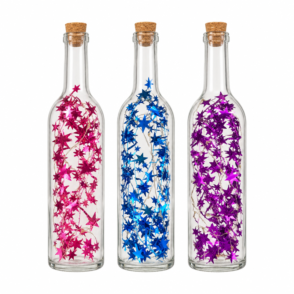 Star Fairy Light Bottles – Pink, Blue and Purple