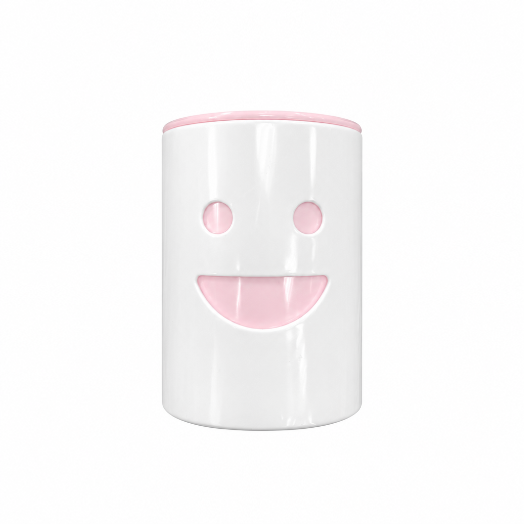 Smiley Face Pencil Cup - Pink