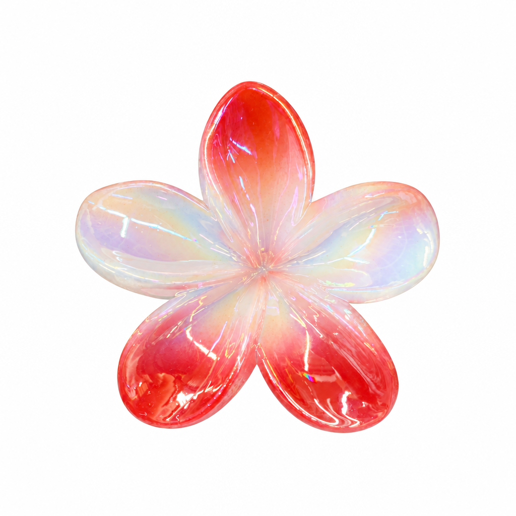 Holographic Flower Hair Claw - Red/Coral